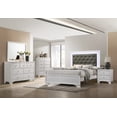 thumbnail image 1 of Transitional Style Frost Finish 4pc Full Size Bedroom Set Bed Dresser Mirror Nightstand White LED Light Upholstery Headboard, 1 of 3