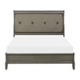 thumbnail image 1 of Transitional Style Gray Finish 1pc Queen Size Sleigh Bed Button-Tufted Faux Leather Upholstered Headboard Bedframe, 1 of 7