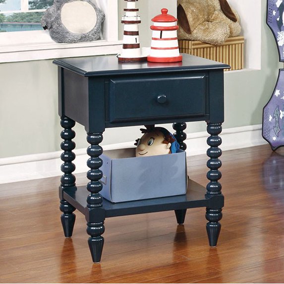 Transitional Style Night Stand, Blue
