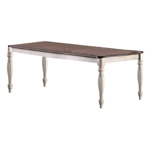 Transitional Style Rectangular Dining Table With 2 Leaves, Antique White Finish, Solid Oak Top For Kitchen & Room Modern 2x And Oak, Rectangular, Seating 8