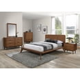 thumbnail image 1 of Transitional Style Walnut Finish 6pc Bedroom Set Full Size Bed Dresser Mirror Nightstands Chest Platform Bed Furniture, 1 of 10