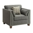 thumbnail image 1 of Transitional Style Wood and Linen Chair with 3 Pillows in Gray, 1 of 5