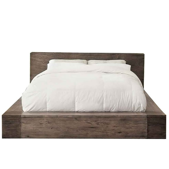 Transitional Style Wooden California King Size Bed with Grain Details,Brown