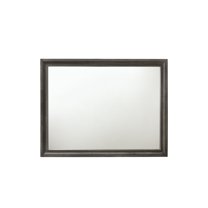 Transitional Style Wooden Decorative Mirror with Beveled Edges, Gray- Saltoro Sherpi