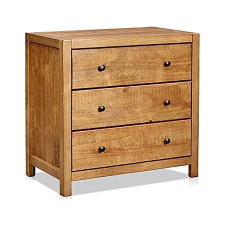 Transitional Style Wooden Dresser with Three Spacious Drawers, Brown