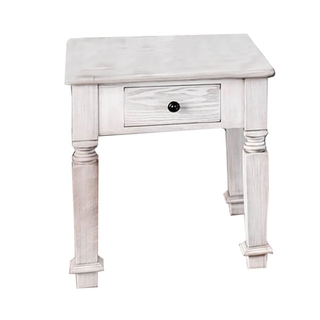 Transitional Style Wooden End Table with 1 Drawer Storage, White - Saltoro Sherpi