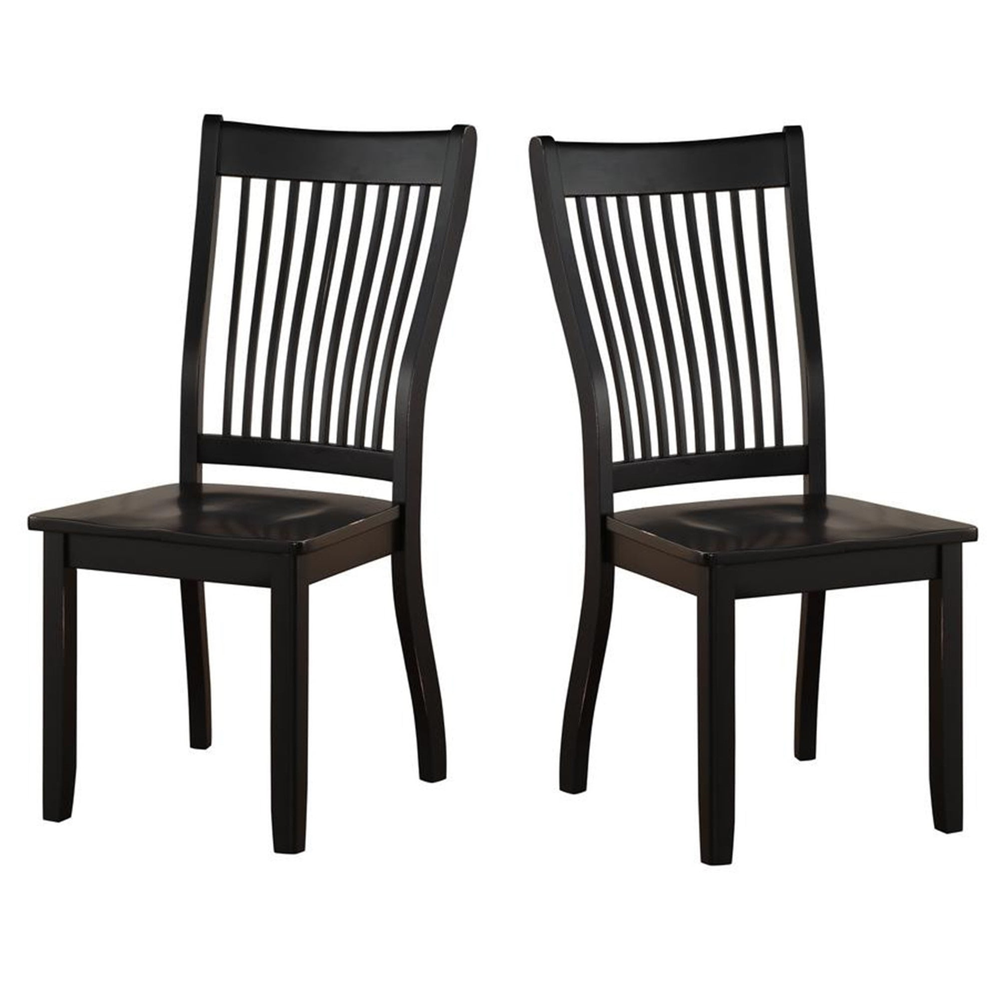 Black Wooden Slat Back Dining Side Chair, 39" Height