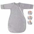 thumbnail image 1 of Baby Sleep Sack with Sleeves, 100% Cotton 1.0 TOG Wearable Blanket, Anti-Startle Sleeping Bag with Fold-Over Mittens, 2-Way Zipper,0-3Months, 1 of 7