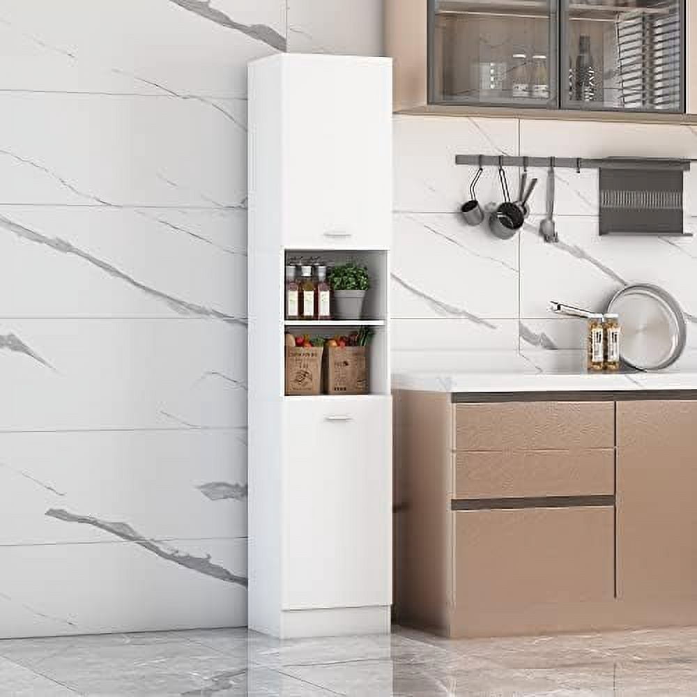 Transitional Tall Kitchen Pantry Linen Tower Narrow