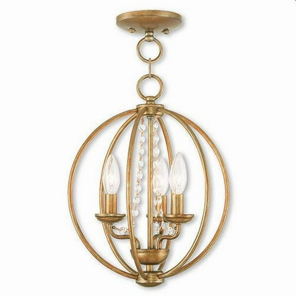 Transitional Three Light Chandelier-Antique Gold Leaf Finish Bailey Street Home 218-Bel-2255824