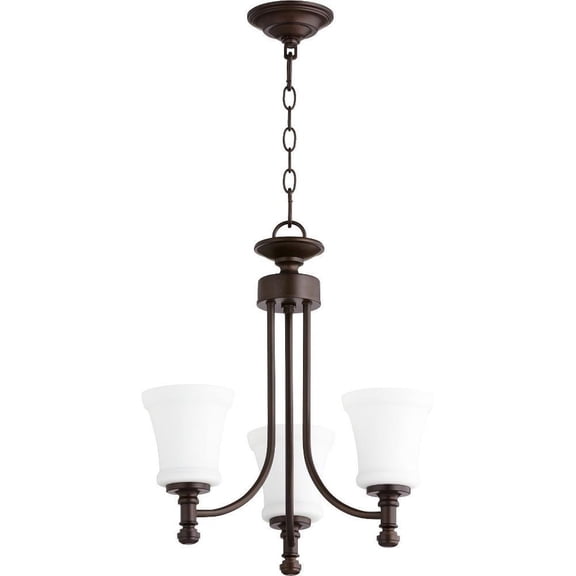 Transitional Three Light Chandelier-Oiled Bronze Finish-Satin Opal Glass Color Bailey Street Home 183-Bel-2534905