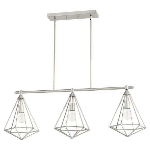 Transitional Three Light Chandelier-Satin Nickel Finish Bailey Street Home 183-Bel-3400386