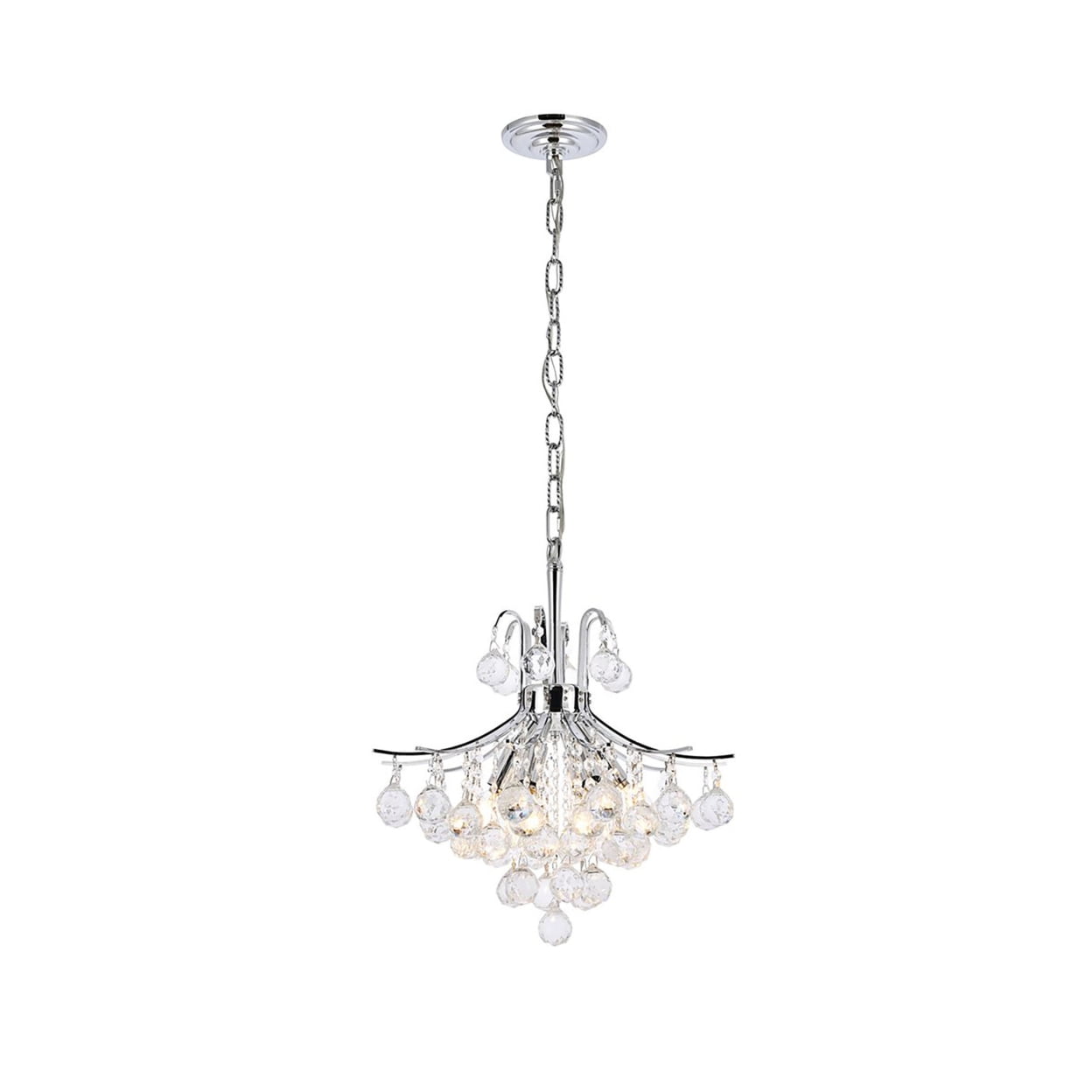 Elegant 6-Light Chrome Pendant with Clear Royal Cut Crystals