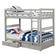 thumbnail image 1 of Benjara Transitional Twin Over Twin Bed with Attached Ladder and Drawers, Gray, 1 of 5