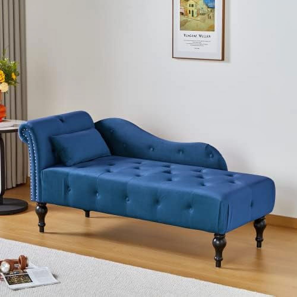 Transitional Upholstered Velvet Roll Arm Chaise Lounge Indoor Chair