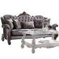 thumbnail image 1 of Transitional Velvet Upholstered Wooden Sofa with Five Pillows, Gray, 1 of 4