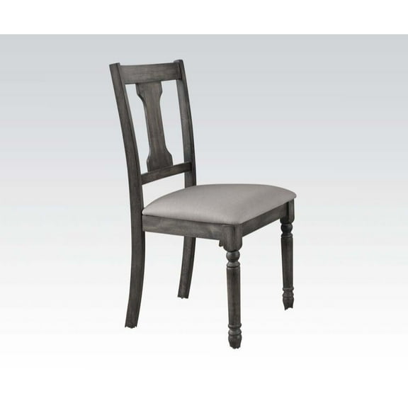 Transitional Weathered Gray Finish Wooden Side Chairs 4pc Set Tan Fabric Upholstered Furniture