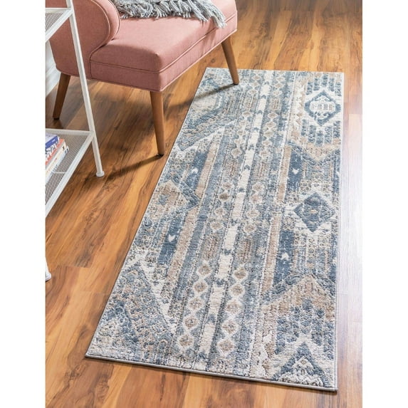 Transitional Wedo Collection Area Rug 2'2"x6' - Navy Blue