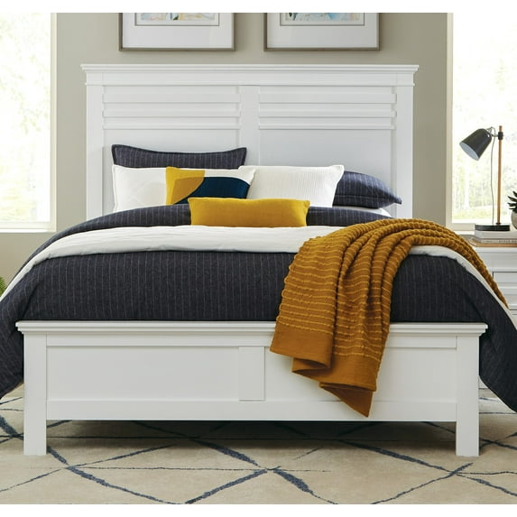Transitional White Finish 1pc Queen Size Bed Wooden Panel Bed Bedroom Furniture
