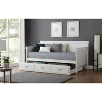 Transitional Wooden Day Bed with Beveled Edges, White- Saltoro Sherpi
