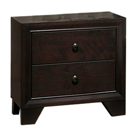 Transitional Wooden Nightstand with Two Spacious Drawers Brown - Saltoro Sherpi