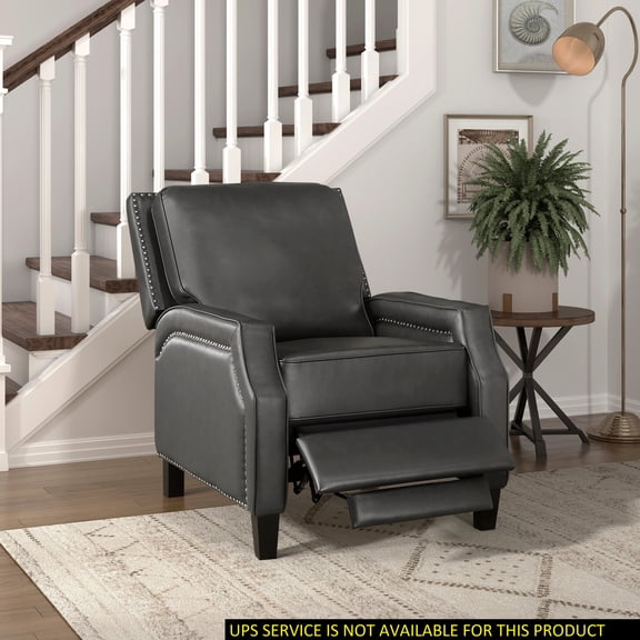 Transitional style grey reclining chair, pocket coils / Superior comfort for living room use