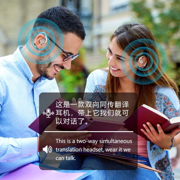 Translation Earbuds Real Time T23 5.4 Bluetooth Headphones 142 Language Translator Earbuds Two-Way Translator Device with APP for iOS for Android Simultaneous Translation