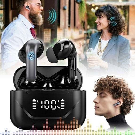 Translation Earbuds Real Time Translating in 144 Languages, 2025 New AI Headphones Language Translator Earbuds - Accurate & Fast Translation in Real Time for Business Meetings & Trips, Travel (Black)