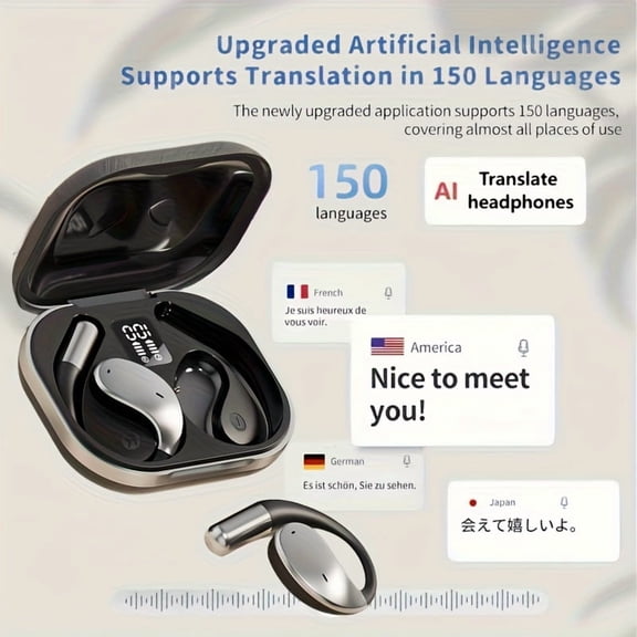 Translation Earphone - 144 Languages And Accents, Real-time Language Translation, Wireless Connection, For IOS And Android, Perfect For Travel And Business Learning, Travel, Fashion Translators