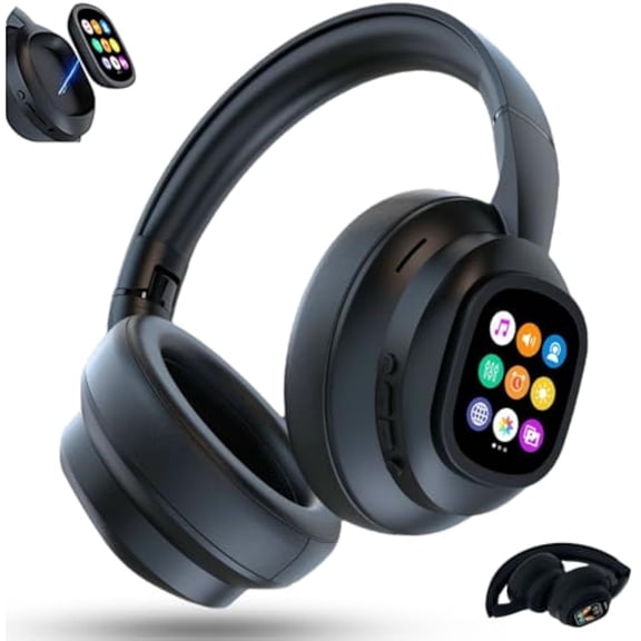Translation Wireless Headphones with Movable LCD Touch Screen, Real-Time 115 Language Translator Headphones, Bluetooth 6.0, Photo,Flashlight,Alarm,Voice Recording, for Travel Business