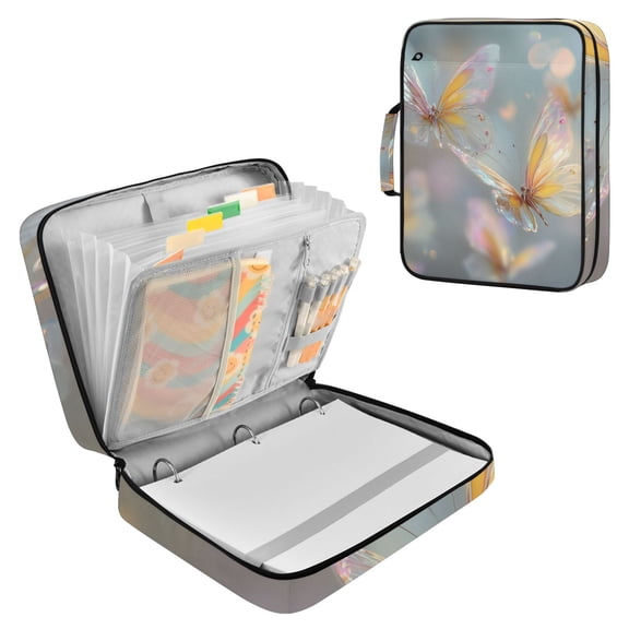 Translucent Butterflies Accordion File Organizer Expanding File Folder 3-Ring Binder Bag 500 Sheets A4 Size