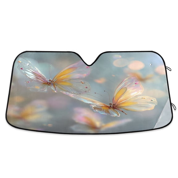 Translucent Butterflies Windshield Sun Shade Automobile Visor Accordion Folding Car Accessories M