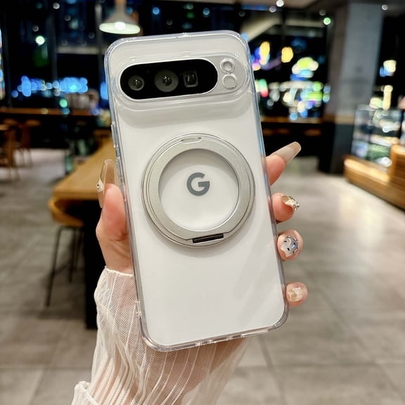 Translucent Case for Google Pixel 8a with Magnetic Ring Stand, Ultra Slim Shockproof Protective Cover, Anti-Scratch Lightweight Phone Case, Matte Clear Back, Clear