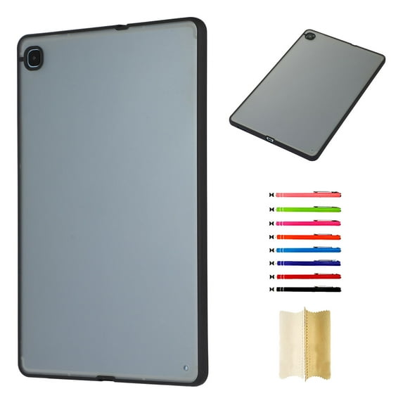 Translucent Case for Samsung Galaxy Tab S6 Lite 10.4" 2020 / 2022 / 2024, Matte Anti-Scratch Ultra Slim Lightweight Shockproof Resistant Soft TPU Back Cover Skin, Black