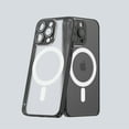 thumbnail image 1 of Translucent Case for iPhone 14 Compatible with MagSafe Magnetic Wireless Charging Case, Rugged PC Back Metal Frame Shockproof Drop Resistant Cover with Eagle Eye Lens Protector Case, Black, 1 of 7