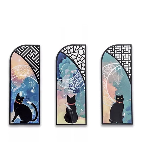 Translucent Cute Cat Bookmarks,6 Pcs Funny Cat Book Markers Page Clips,Cute Black Cat Design Gift for Bookish Reading Lovers
