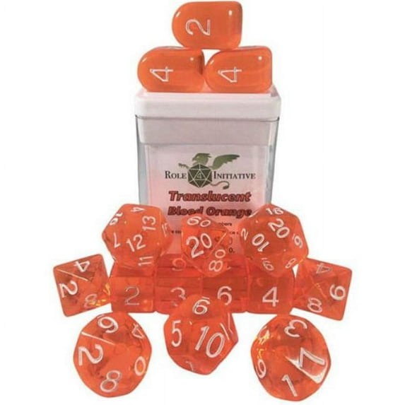 Translucent Dice, Blood Orange & White - Set of 15