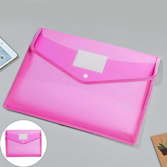 Translucent Expanding File Folder, Plastic Envelopes with Snap Closure & Label Pocket, Large File Folder for Documents, A4 Letter Size File Organizer for Resume Certificate Legal Document, Pink