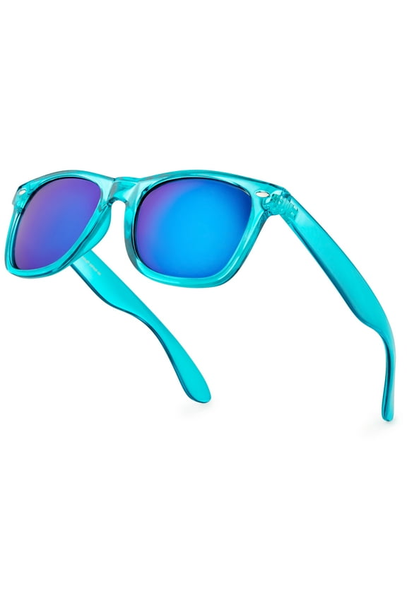 Translucent Frame Colorful Neon 80s Sunglasses for Men Women Reflective Mirrored Sun Glasses