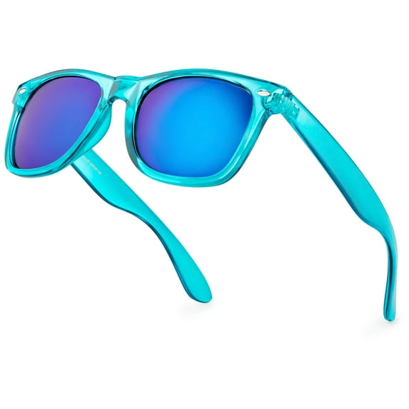 Translucent Frame Colorful Neon 80s Sunglasses for Men Women Reflective Mirrored Sun Glasses