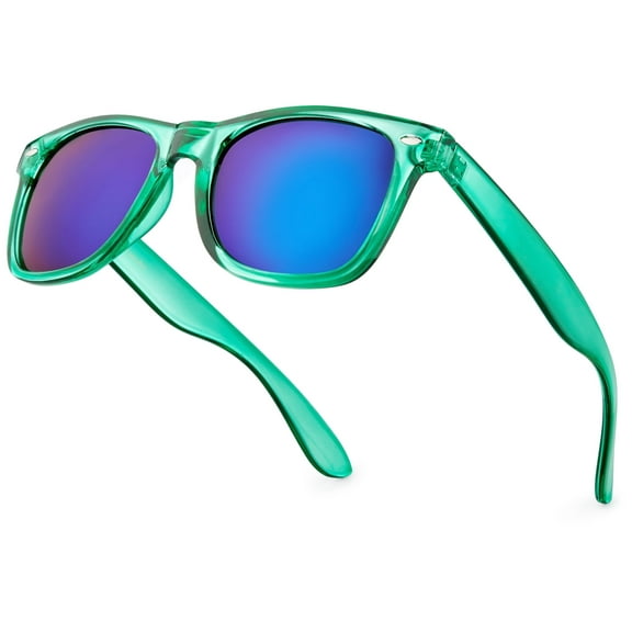 Translucent Frame Colorful Neon 80s Sunglasses for Men Women Reflective Mirrored Sun Glasses
