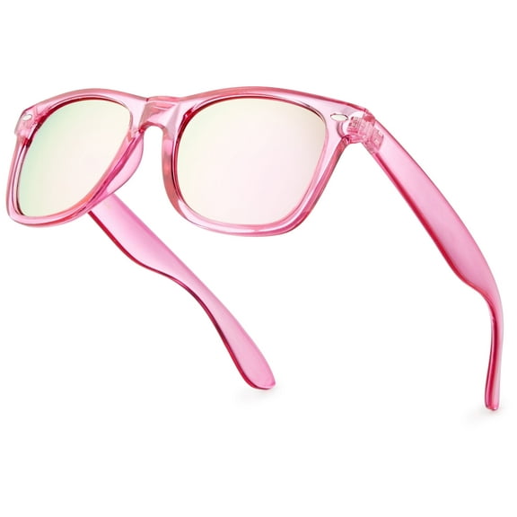 Translucent Frame Colorful Neon 80s Sunglasses for Men Women Reflective Mirrored Sun Glasses