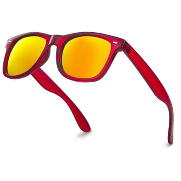Translucent Frame Colorful Neon 80s Sunglasses for Men Women Reflective Mirrored Sun Glasses