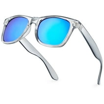 Translucent Frame Colorful Retro 80s Sunglasses for Men Women - Reflective Mirrored Lens Neon Shades
