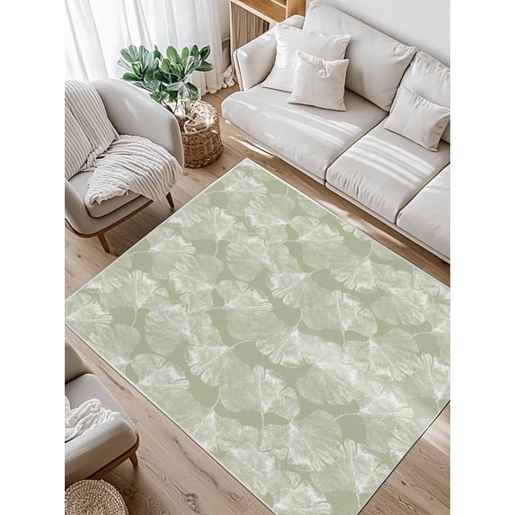 Translucent Ginkgo Leaves Area Rug for Bedroom 2.7x5 Ft Realistic Plant Green Background Super Soft fuzzy Throw Rug Non-Slip Fluffy Plush Indoor Floor Carpet for Living Room Nursery Home Decor