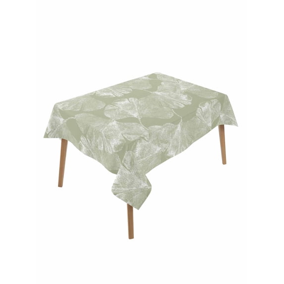 Translucent Ginkgo Leaves Table Cloth 60x84 Inch Rectangle, Realistic Plant Green Background Waterproof Tablecloth Washable Table Cover for Party Picnic Dinner Decor