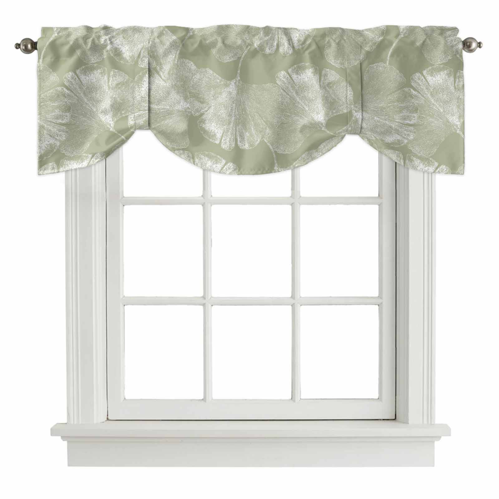 Rod Ginkgo Translucent Ginkgo Leaves Tie Up Valance for Windows Realistic Plant ...