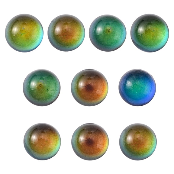 Translucent Glass Cabochons Changing Color Mood Cabochons Half Round/Dome Black 10x6.5mm 10Pcs/bag
