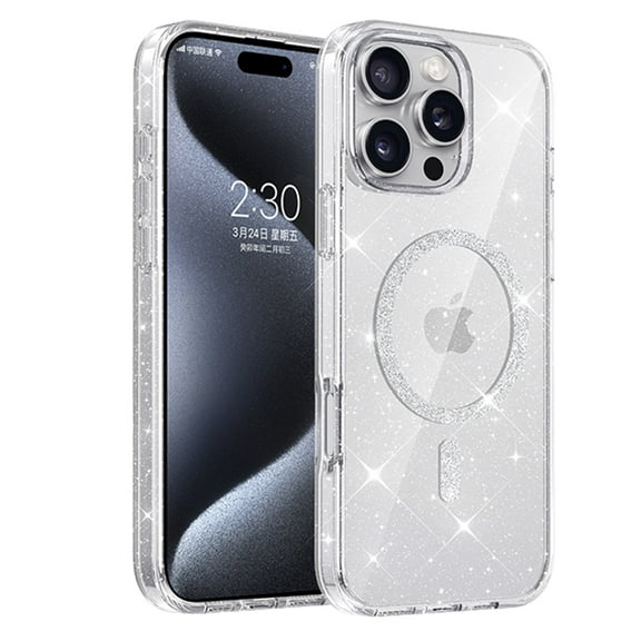 Translucent Glitter Case for Apple iPhone 13 Pro Max, iPhone 13 Pro Max Case for Women Girls, Compatible with Magsafe Slim Fit Anti-Scratch Bumper Rugged Anti-Yellowing Cover, Clear