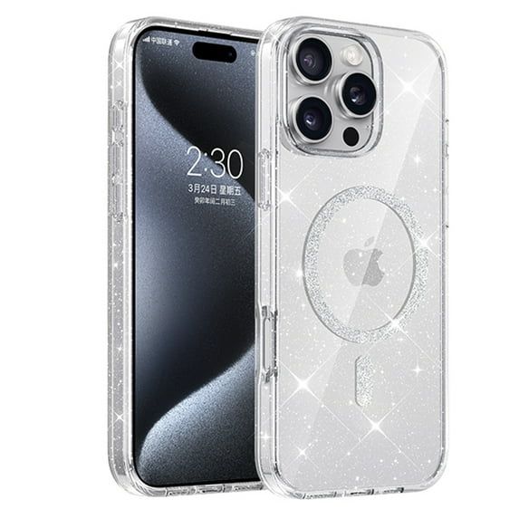Translucent Glitter Case for Apple iPhone 13 Pro, iPhone 13 Pro Case for Women Girls, Compatible with Magsafe Slim Fit Anti-Scratch Bumper Rugged Anti-Yellowing Cover, Clear